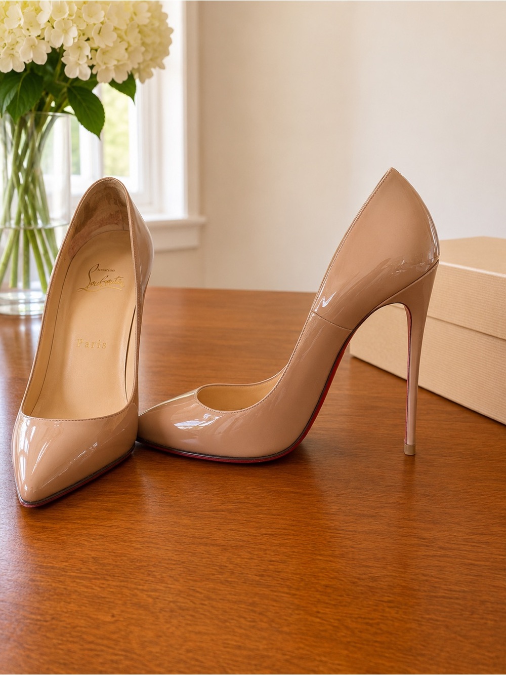 Christian Louboutin So Kate 120 Nude Patent Heels